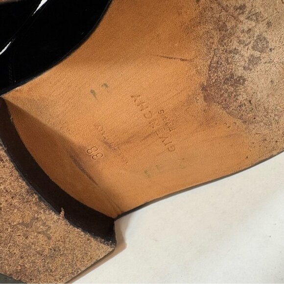 Givenchy Pearl Accent Derby Oxfords Size 38 Black Patent Leather Slip On Loafers - Picture 15 of 16